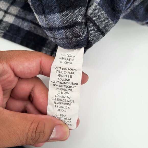 LL BEAN Plaid Shirt Mens‎ XL Tall Blue Gray Blk Heavy Cotton Chamois Cloth - Picture 8 of 8